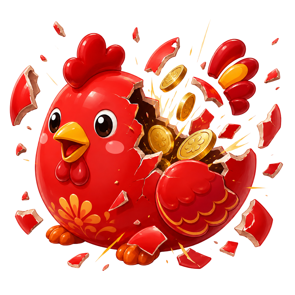 Celengan ayam pecah